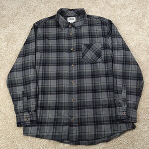 Field & Stream Plaid Flannel Shirt Men's XL Gray Classic Fit Cotton Blend